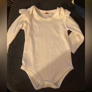 White Ribbed Kids One Piece